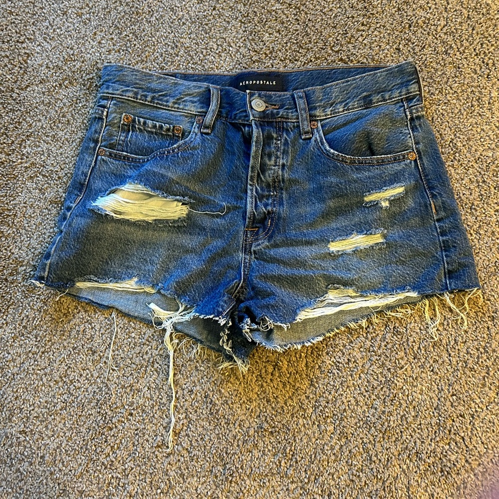 Aeropostale Blue Jean Shorts Distressed Cut-Offs